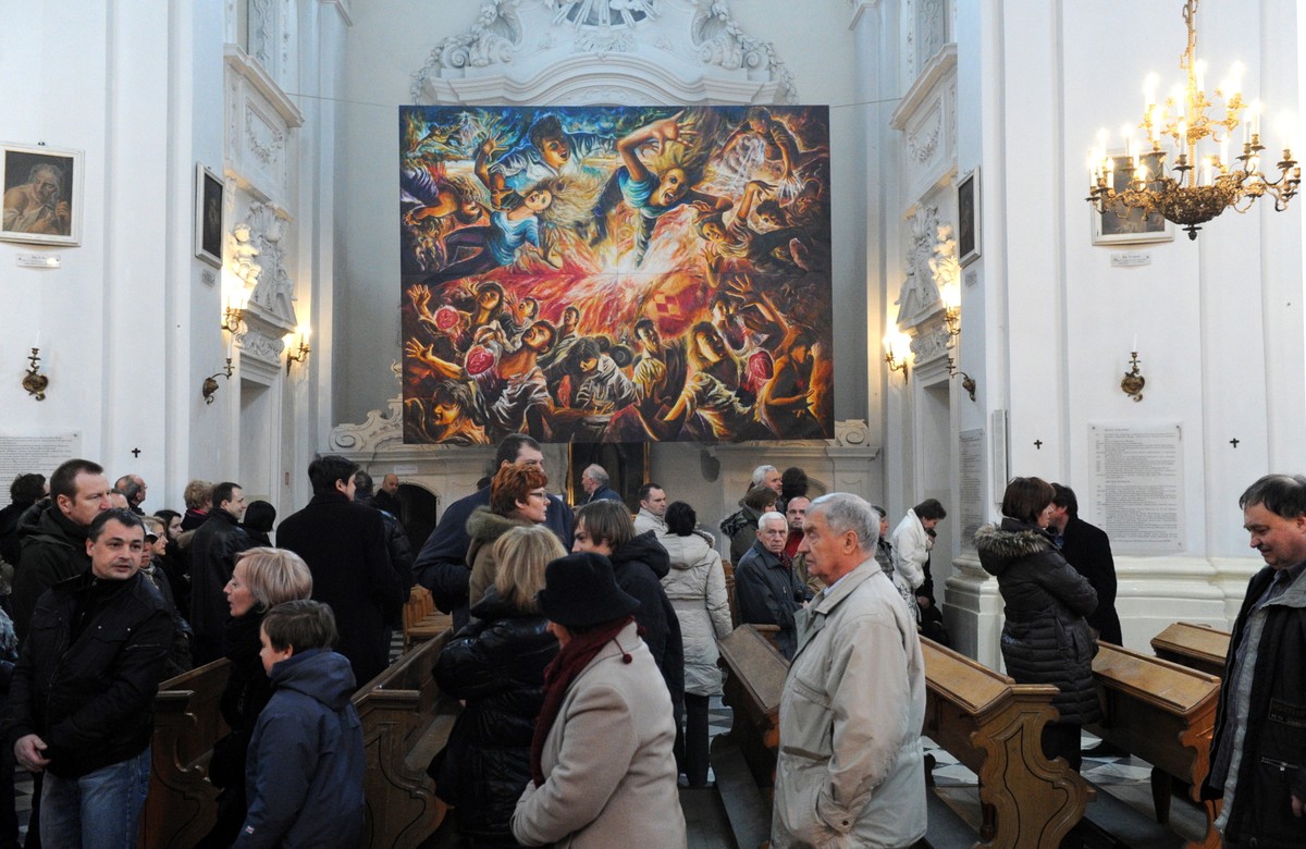 Obraz "Smoleńsk" Zbigniewa M. Dowgiałły w kościele pw. Niepokalanego Poczęcia NMP na Bielanach