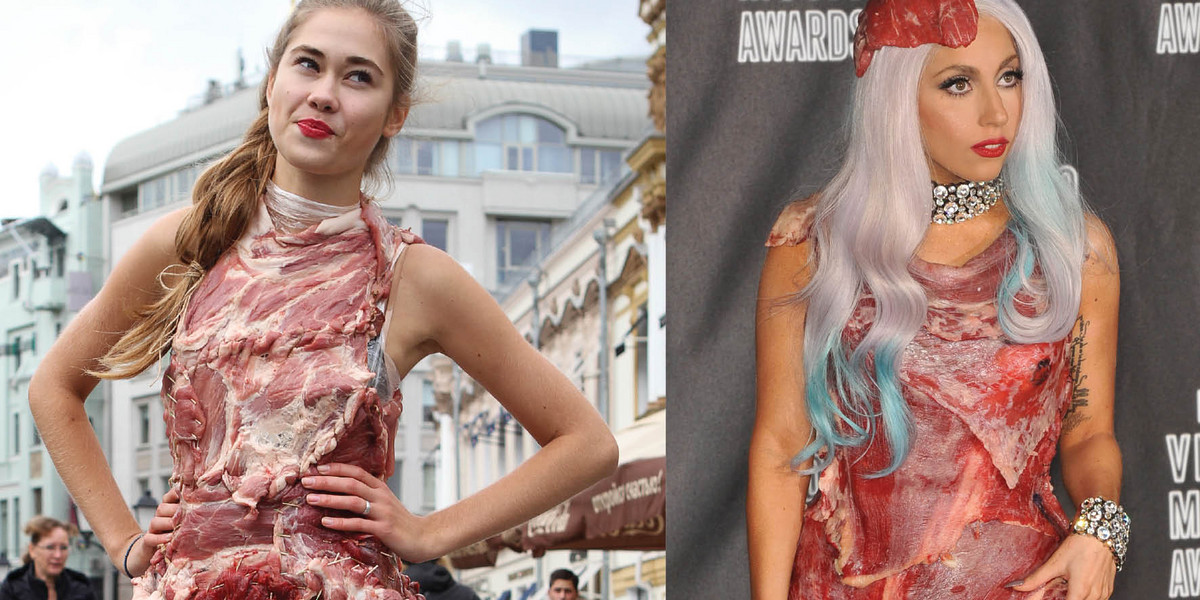 Rosyjska aktywistka w mięsie jak Lady Gaga