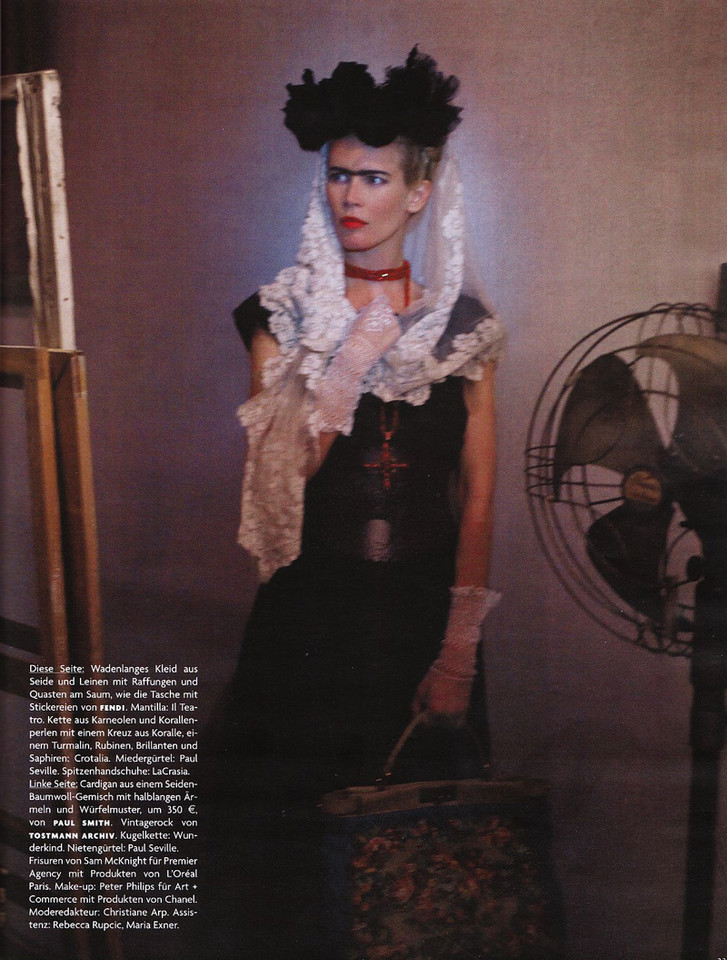 Claudia Schiffer jako Frida Kahlo w Vogue