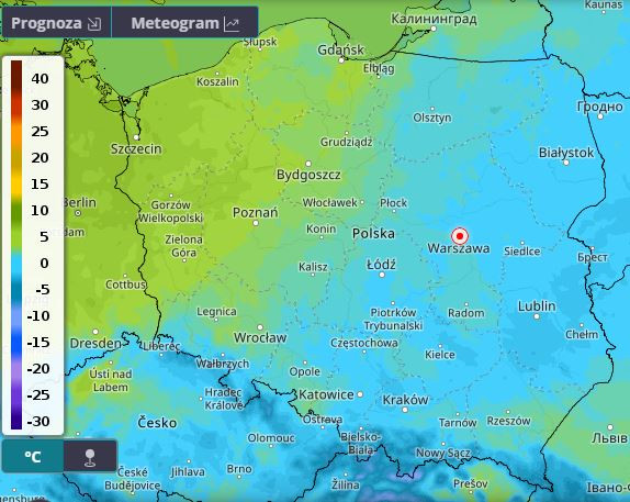 Prognozowana temperatura dla Polski na niedzielę 21 marca