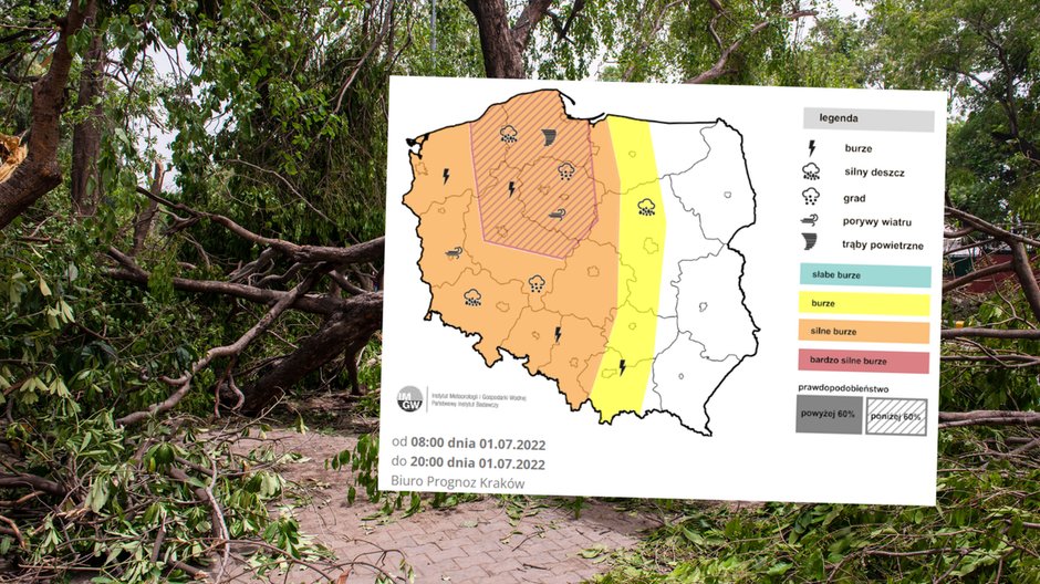 Silne nawałnice mkną do Polski (mapa: IMGW)