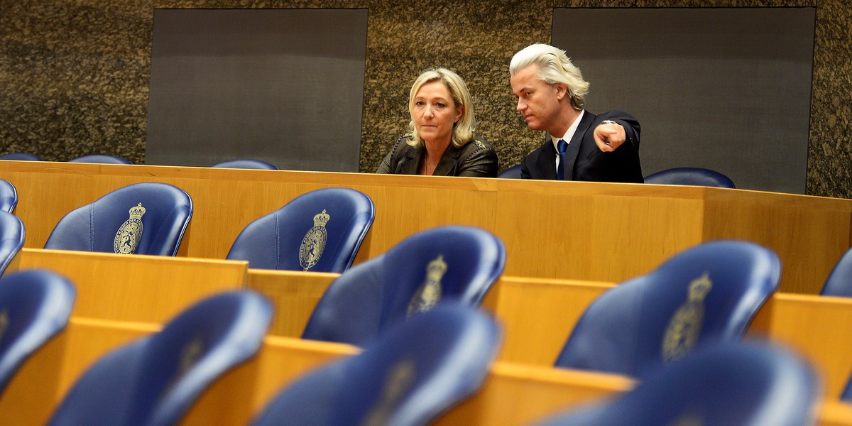 Marine Le Pen, przewodnicząca francuskiego Frontu Narodowego i Geert Wilders, założyciel i przewodniczący holenderskiej narodowo-liberalnej Partii Wolności