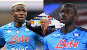 Napoli President with two of his biggest African stars Osimhen and Koulibaly. 