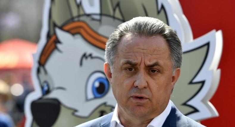 Vitaly Mutko, Russia Deputy Prime Minister and 2018 LOC Chairman, attends the opening of the FIFA Confederations Cup Park at Moscow's Muzeon park on April 29, 2017