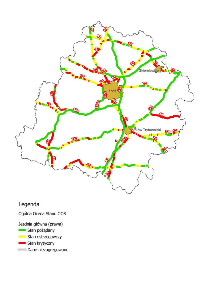Stan dróg w Polsce - woj. łodzkie