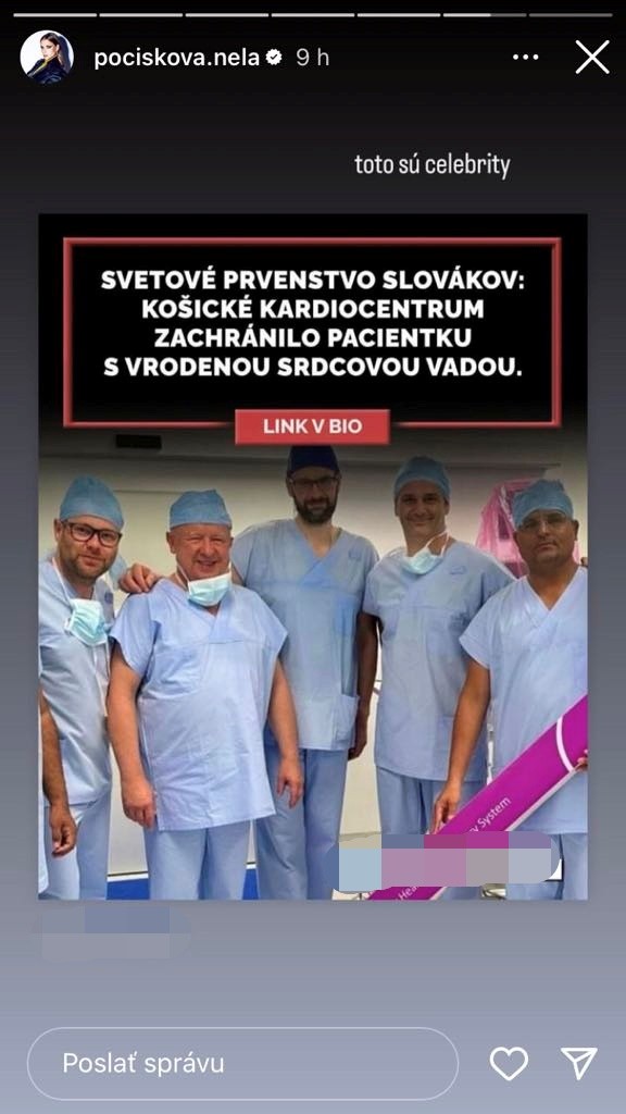 Nela označila za celebrity lekárov z Košíc.