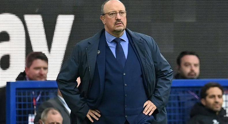 Everton manager Rafael Benitez is under pressure after a 4-1 thrashing by Liverpool Creator: Paul ELLIS