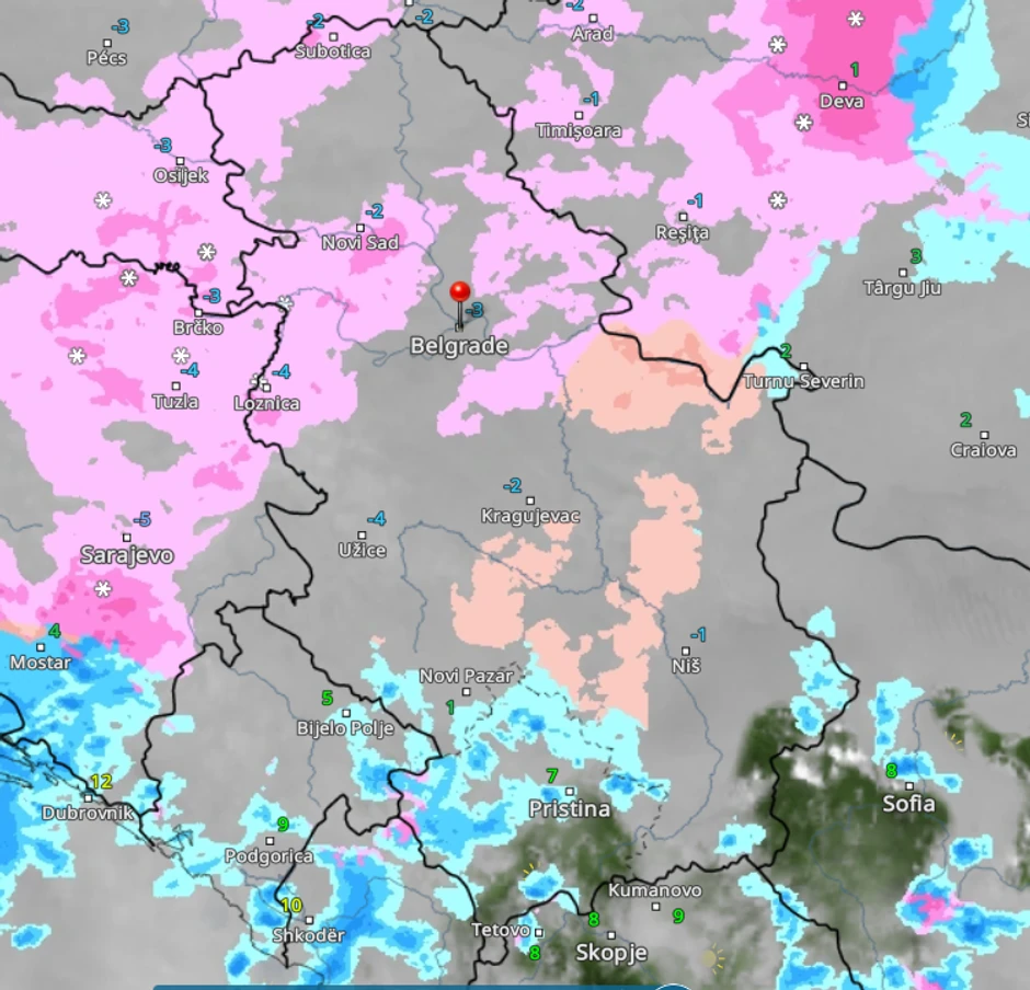 Vremenski radar za Božić, 10 sati ujutru