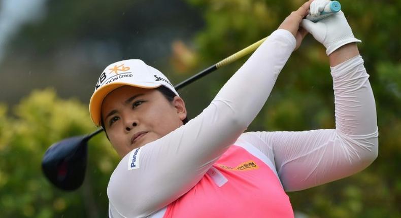 Park In-Bee of South Korea plays a shot during the HSBC Women's Champions golf tournament, at the Sentosa Golf Club in Singapore, on March 3, 2017