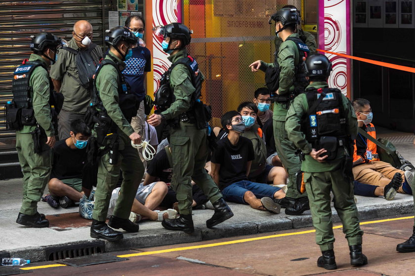Zatrzymania na proteście w Hongkongu