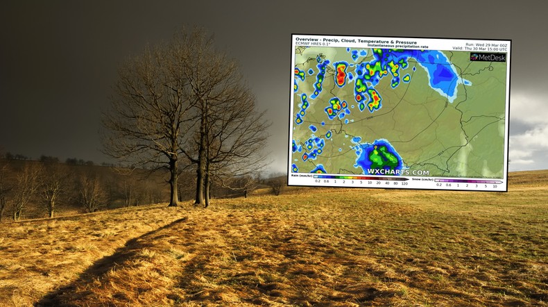 W czwartek nadejdzie wystrzał temperatury, ale po południu przejdą burze (mapa: wxcharts.com)