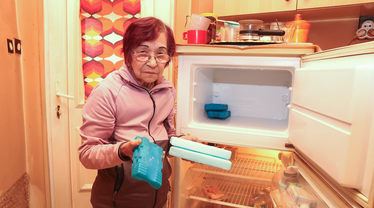 Erzsike hűtője kong az ürességtől, az asszonyon a szomszédja segít, de gyógyszerre már nem maradt egy fillérje sem / Fotó: Pozsonyi Zita