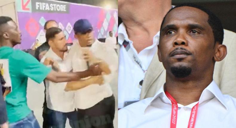 Angry Samuel Eto’o kicks Algerian YouTuber in the face at 2022 World Cup      