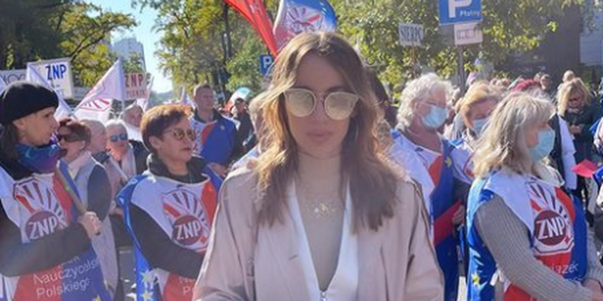 Żona ministra PiS na proteście nauczycieli. Co tam robiła?