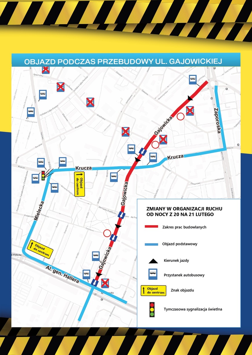 Organizacja ruchu na ulicy Gajowickiej od soboty 21 lutego