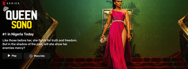 Queen Sono is number one in Nigeria today (Netflix)