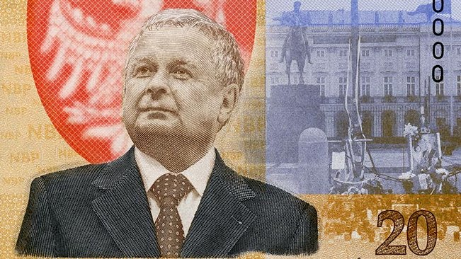 Lech Kaczyński na banknocie kolekcjonerskim NBP