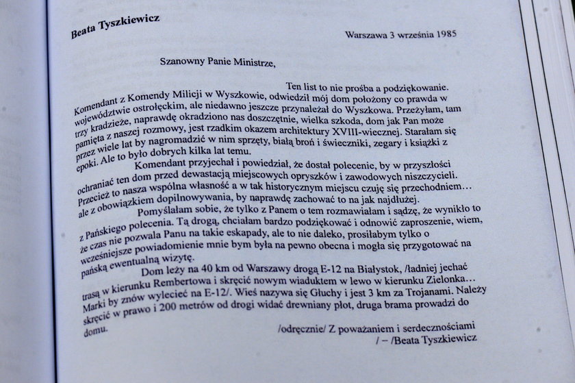 List Beaty Tyszkiewicz do Czesława Kiszczaka