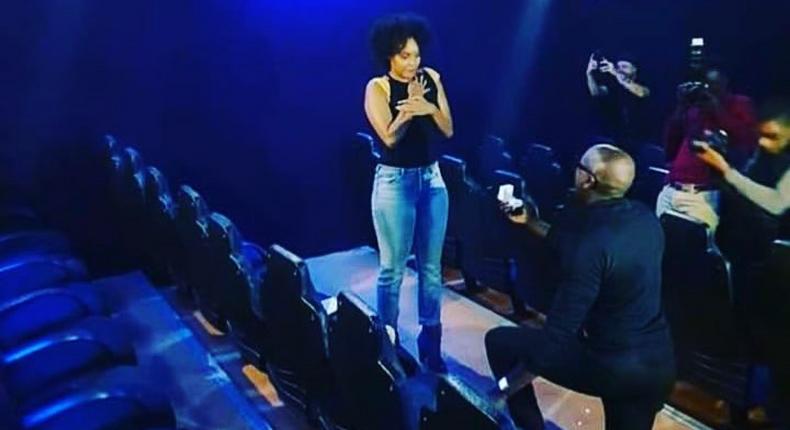 Sauti Sol's Bien Aime Baraza with fiancee Chiki Kuruka. Bien proposes to Chiki Kuruka