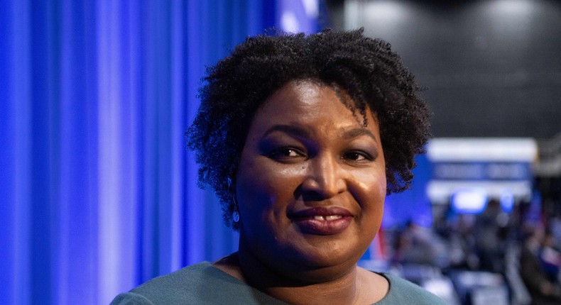 Former Georgia Democratic gubernatorial candidate Stacey Abrams speaks to the press before the Democratic presidential primary debate in Atlanta, Georgia, on November 20, 2019.Photo by NICHOLAS KAMM/AFP via Getty Images)