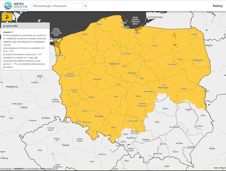 Alerty przed przymrozkami nie dotyczą jedynie południowo-wschodniej Polski