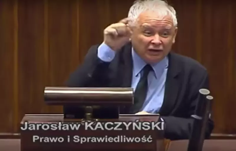 Jarosław Kaczyński wygłaszający słowa o morderstwie jego brata