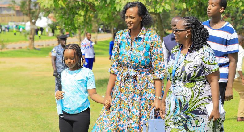 Mrs Patience Rwabwogo arriving for the Light Up Ankole Region for Jesus crusade at Boom Grounds in Mbarara