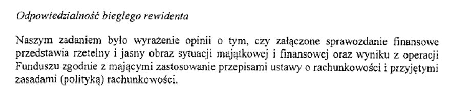 Fragment sprawozdania finansowego funduszu Altusa.