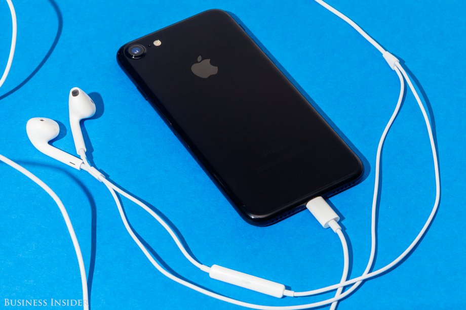 There's no headphone jack on the iPhone 7, so you have to use Lightning headphones or wireless headphones.