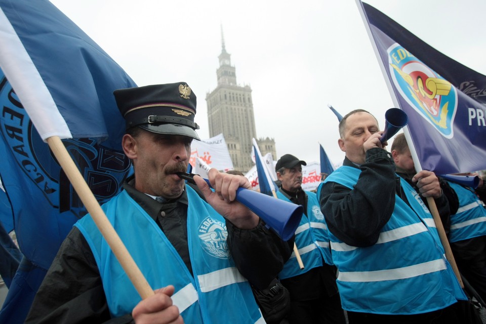 WARSZAWA PROTEST KOLEJARZY