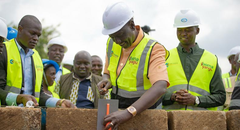 President William Ruto during a tour of Emgwen Affordable Housing Project in Nandi County on January 16, 2024
