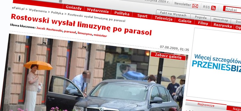 Rostowski wysłał szofera po parasol