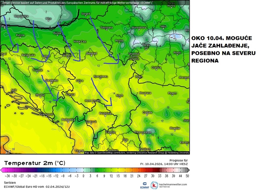Jače zahlađenje je izvesno oko 10. aprila