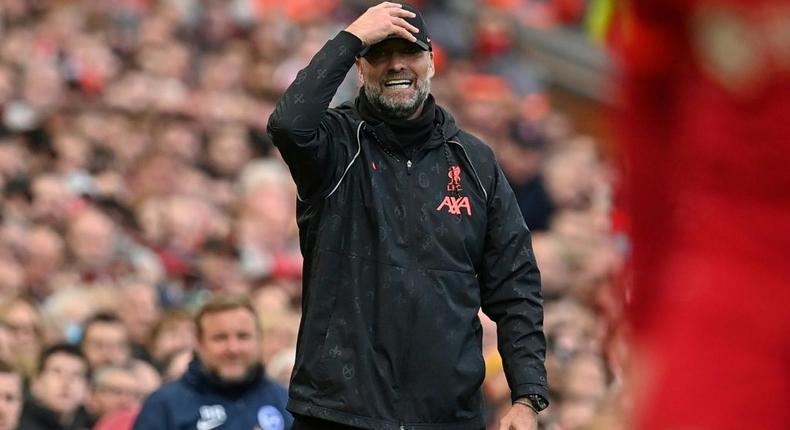 Jurgen Klopp was angry with his players' reaction to blowing a two-goal lead against Brighton on Saturday Creator: Paul ELLIS