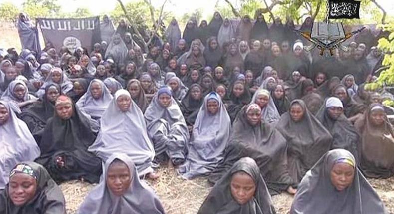 A cross section of the abducted Chibk girls in a screenshot taken from a video obtained by AFP. The girls were abducted by Boko Haram on April 14, 2014