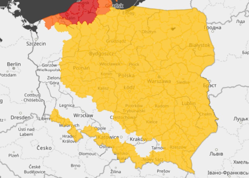 Intensywne opady śniegu na północy Polski