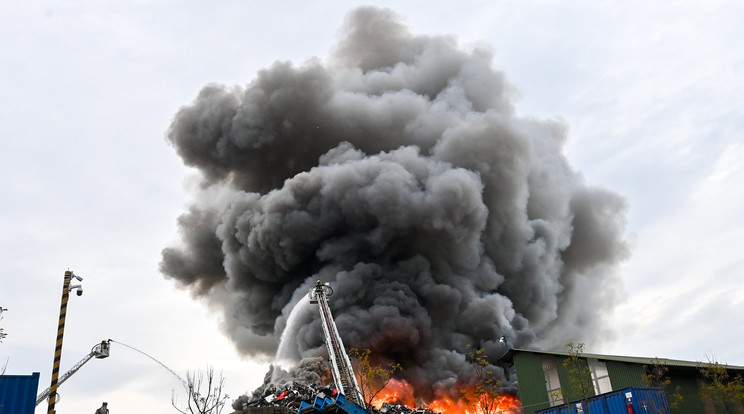 Tűz ütött ki egy soroksári autóbontóban / Fotó: MTI/Illyés Tibor