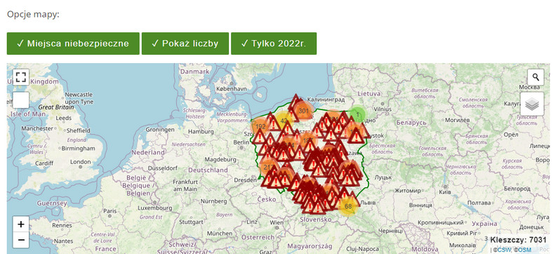 Mapa kleszczy