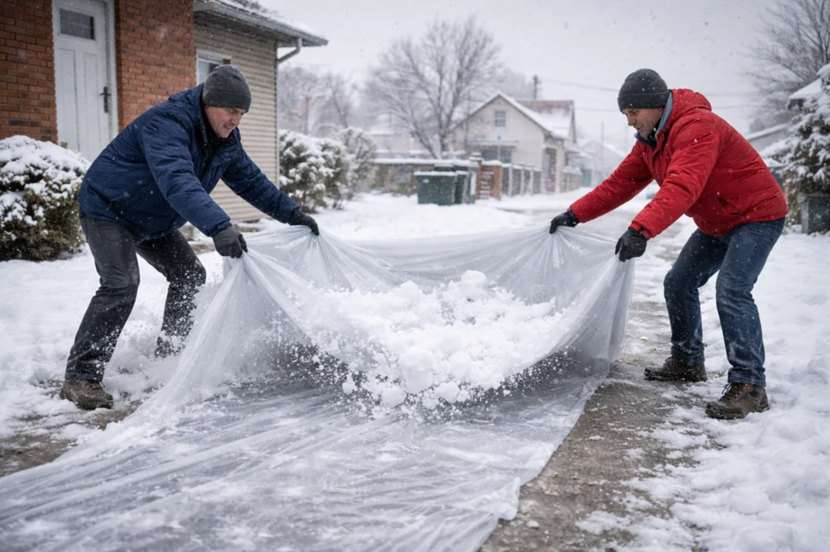 Takto vyzerá odpratávanie snehu pomocou spomínaného triku v praxi.
