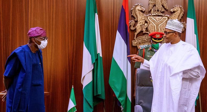 President Muhammadu Buhari and Lagos state Governor, Babajide Sanwo-Olu. [Twitter/@NigeriaGov]