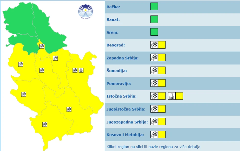 Meteoalarm za sutra
