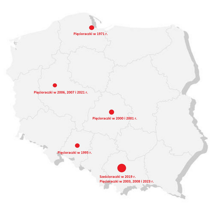 Gdzie w Polsce rodziły się pięcio- i sześcioraczki