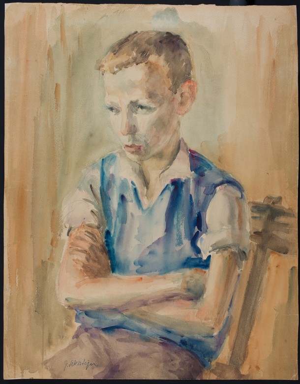 Portret siedzącego chłopca, 1932-1943 (?), akwarela