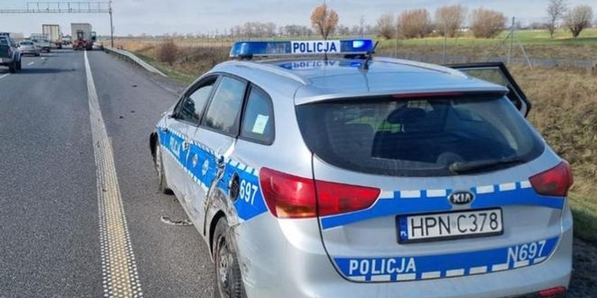 Kmiecin. Wypadek podczas protestu rolników. Ranna policjantka - zdj. KPP Nowy Dwór Gdański