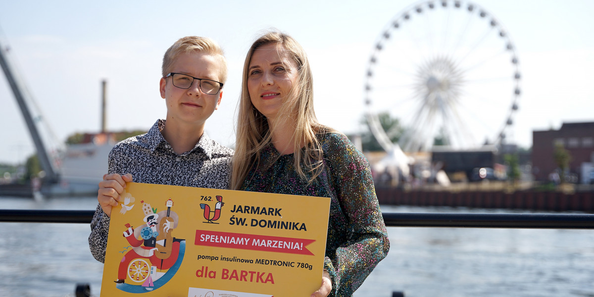 Bartek (14 l.) z mamą Martą i voucherem na zakup nowoczesnej pompy insulinowej! Gdańsk spełnił marzenie tego chłopca! 