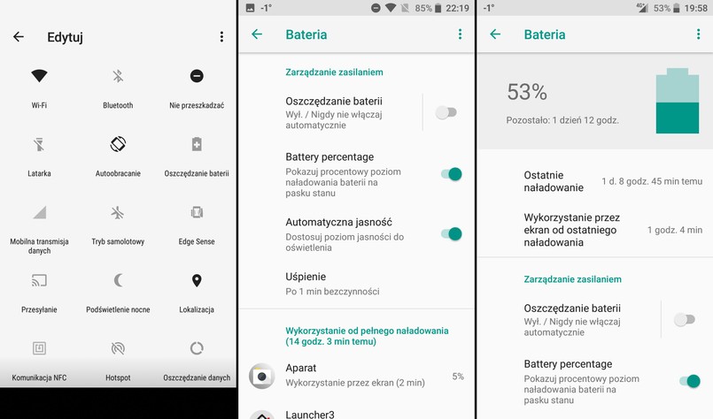 HTC U11 Life - tryb nocny, bateria