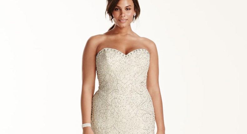 Embellished Fit-and-Flare Plus Size Wedding Dress