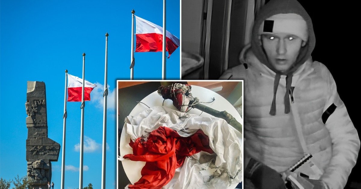 Zerwane i spalone flagi na Westerplatte. Zatrzymany mężczyzna usłyszał zarzuty