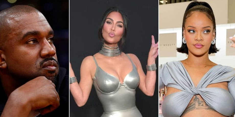 Od lewej do prawej: Kanye West, Kim Kardashian i Rihanna.
