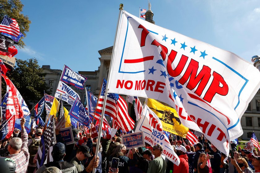 Supporters of U.S. President Donald Trump protest in Salem